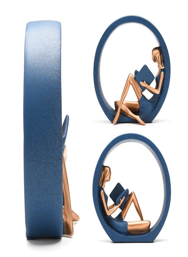 BRABUD Resin Yoga Girl Reading Book Statue Sitting in Circle Figurine Modern Aesthetic Decoration for Home TV Cabinet Bookshelf Desktop Bedroom Shop TQGJBS301 - Image 4